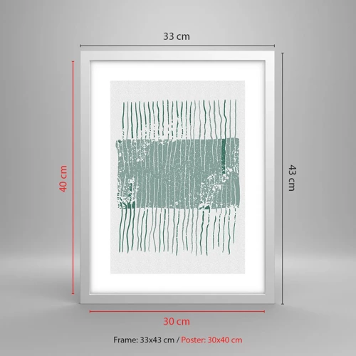Plakat i hvid ramme - Marin abstraktion - 30x40 cm