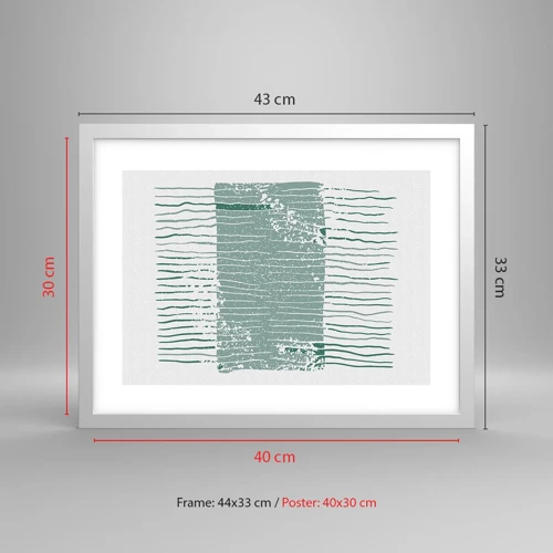 Plakat i hvid ramme - Marin abstraktion - 40x30 cm