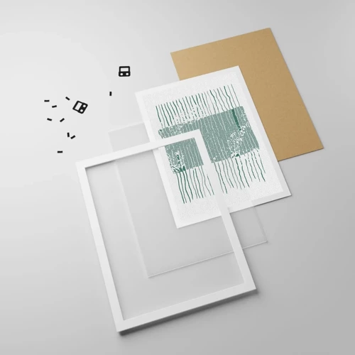 Plakat i hvid ramme - Marin abstraktion - 70x100 cm