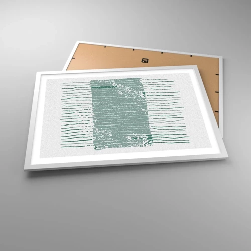 Plakat i hvid ramme - Marin abstraktion - 70x50 cm