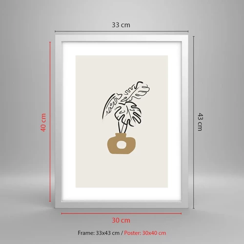 Plakat i hvid ramme - Monstera - udsmykning af huset - 30x40 cm
