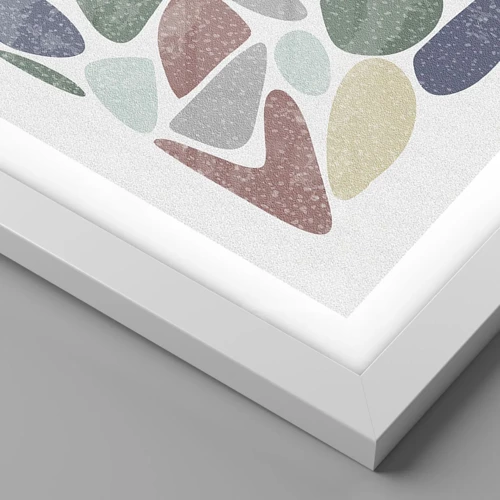 Plakat i hvid ramme - Mosaik af pulveriserede farver - 30x30 cm