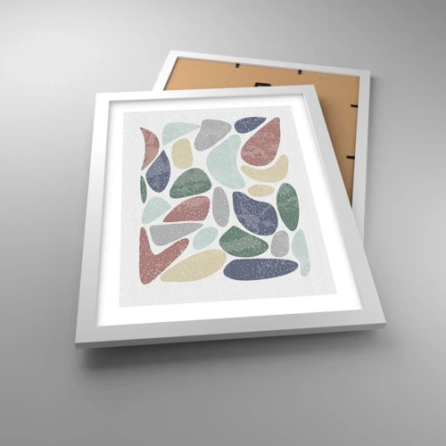 Plakat i hvid ramme - Mosaik af pulveriserede farver - 30x40 cm