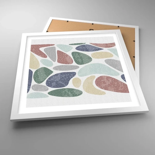 Plakat i hvid ramme - Mosaik af pulveriserede farver - 40x40 cm