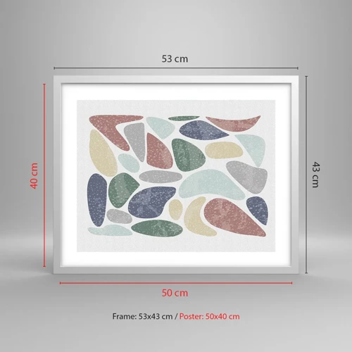 Plakat i hvid ramme - Mosaik af pulveriserede farver - 50x40 cm