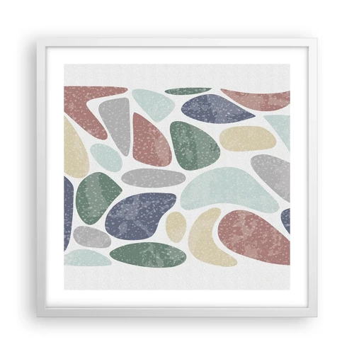Plakat i hvid ramme - Mosaik af pulveriserede farver - 50x50 cm