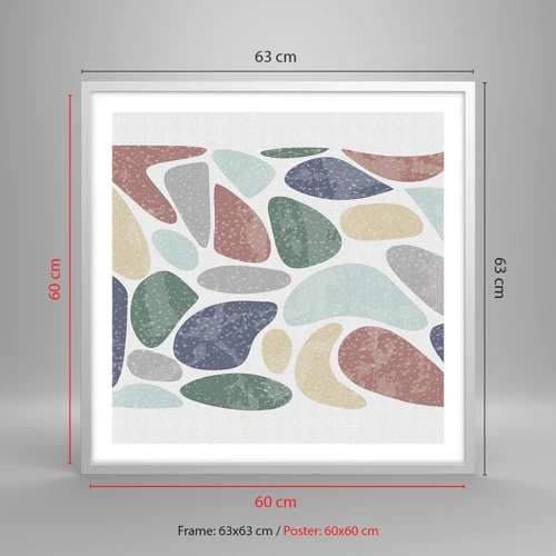 Plakat i hvid ramme - Mosaik af pulveriserede farver - 60x60 cm