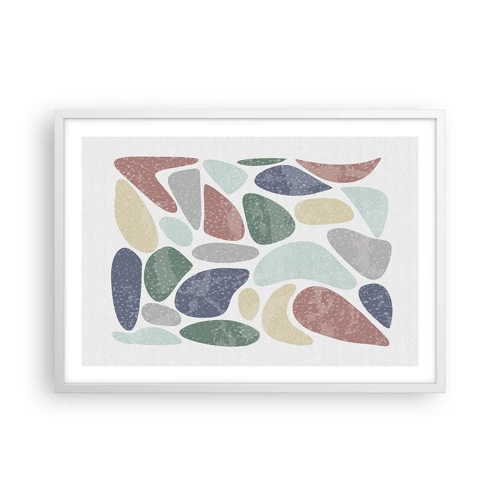 Plakat i hvid ramme - Mosaik af pulveriserede farver - 70x50 cm