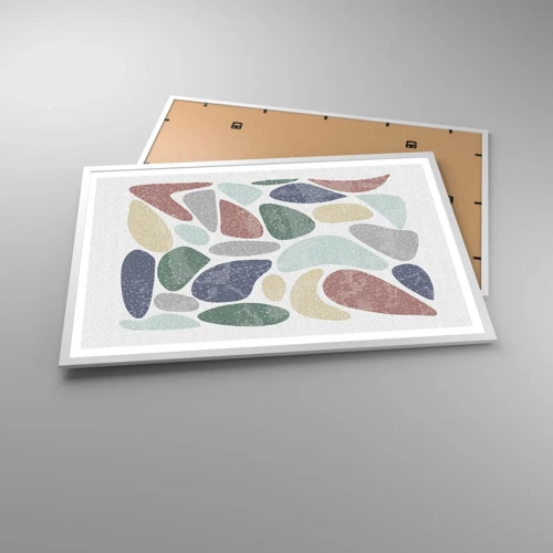 Plakat i hvid ramme - Mosaik af pulveriserede farver - 91x61 cm