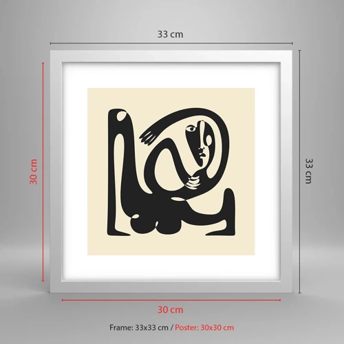 Plakat i hvid ramme - Næsten Picasso - 30x30 cm