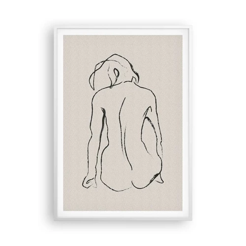 Plakat i hvid ramme - Nøgen pige - 70x100 cm