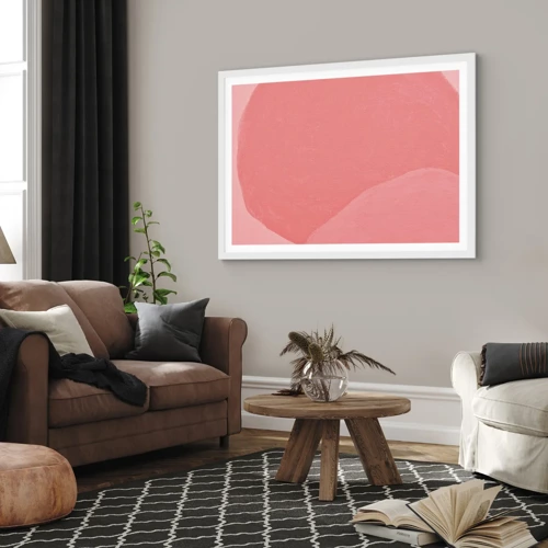 Plakat i hvid ramme - Organisk komposition i pink - 100x70 cm