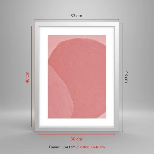 Plakat i hvid ramme - Organisk komposition i pink - 30x40 cm