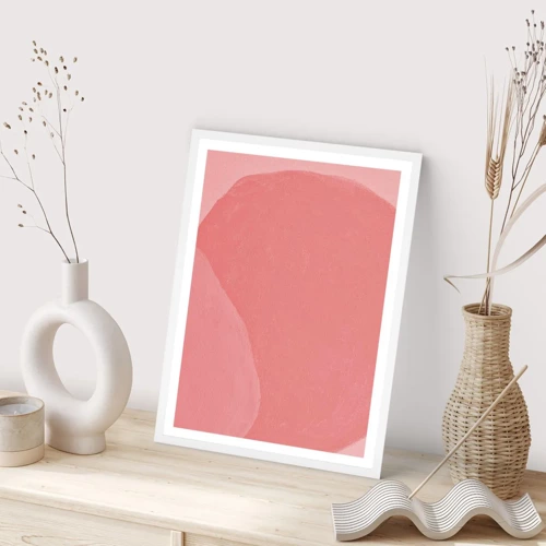 Plakat i hvid ramme - Organisk komposition i pink - 30x40 cm