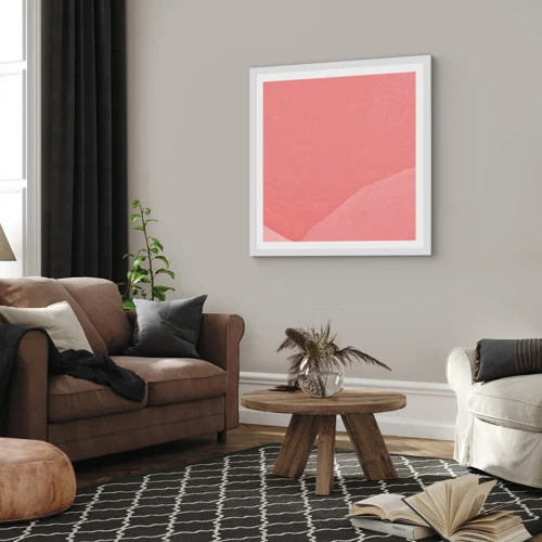 Plakat i hvid ramme - Organisk komposition i pink - 40x40 cm