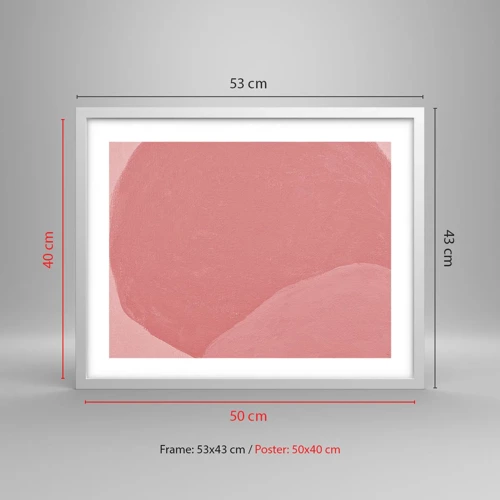 Plakat i hvid ramme - Organisk komposition i pink - 50x40 cm