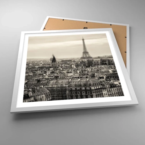 Plakat i hvid ramme - Over Paris' hustage - 50x50 cm