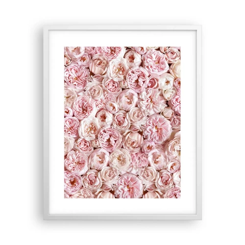 Plakat i hvid ramme - Overstrøet med roser - 40x50 cm