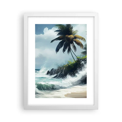 Plakat i hvid ramme - På en tropisk strand - 30x40 cm
