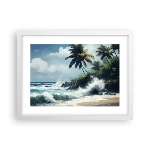 Plakat i hvid ramme - På en tropisk strand - 40x30 cm