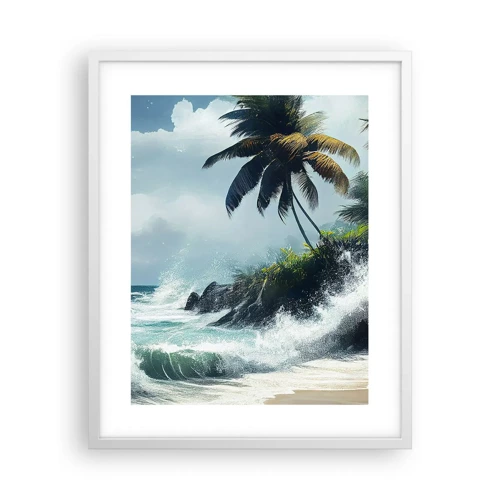 Plakat i hvid ramme - På en tropisk strand - 40x50 cm