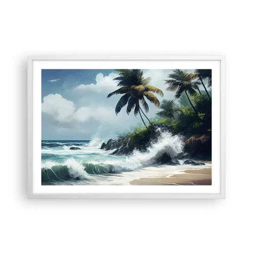 Plakat i hvid ramme - På en tropisk strand - 70x50 cm