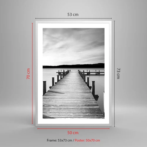 Plakat i hvid ramme - På vandhullet - fred - 50x70 cm