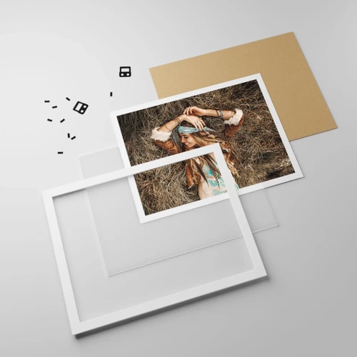 Plakat i hvid ramme - På vej til kærlighedens sommer - 91x61 cm