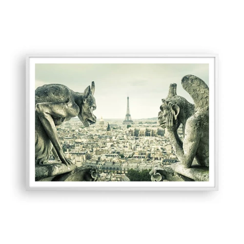 Plakat i hvid ramme - Parisisk chat - 100x70 cm