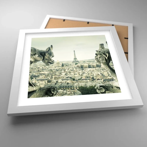 Plakat i hvid ramme - Parisisk chat - 30x30 cm
