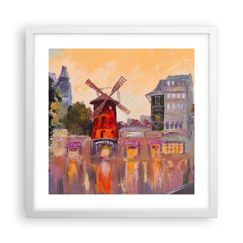 Plakat i hvid ramme - Parisiske ikoner - Moulin Rouge - 40x40 cm