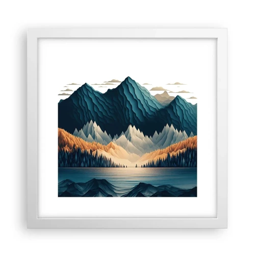 Plakat i hvid ramme - Perfekt bjerglandskab - 30x30 cm