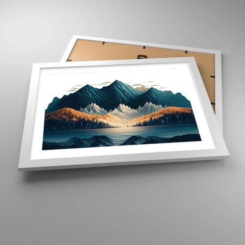 Plakat i hvid ramme - Perfekt bjerglandskab - 40x30 cm