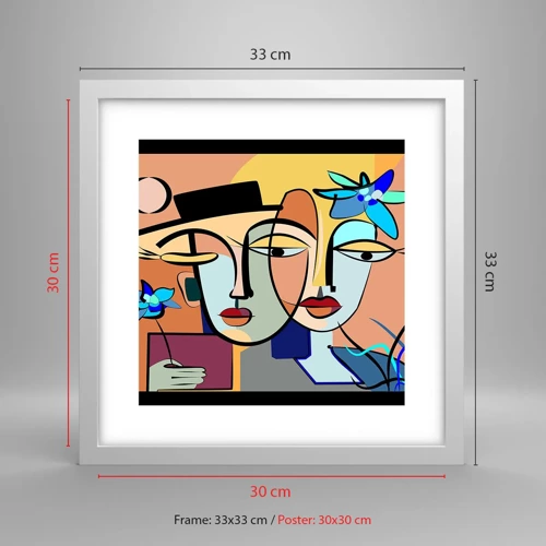 Plakat i hvid ramme - Picassos randez vous - 30x30 cm