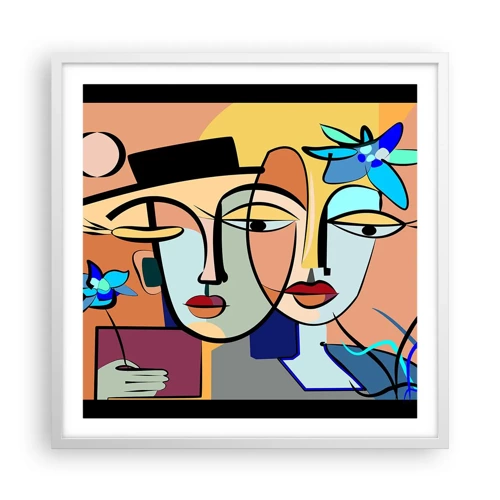 Plakat i hvid ramme - Picassos randez vous - 60x60 cm