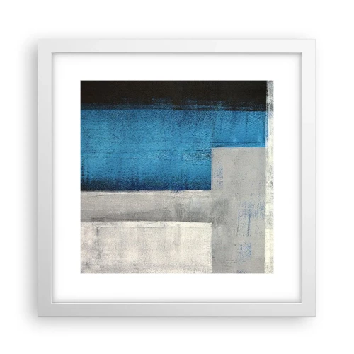 Plakat i hvid ramme - Poetisk komposition af grå og blå - 30x30 cm