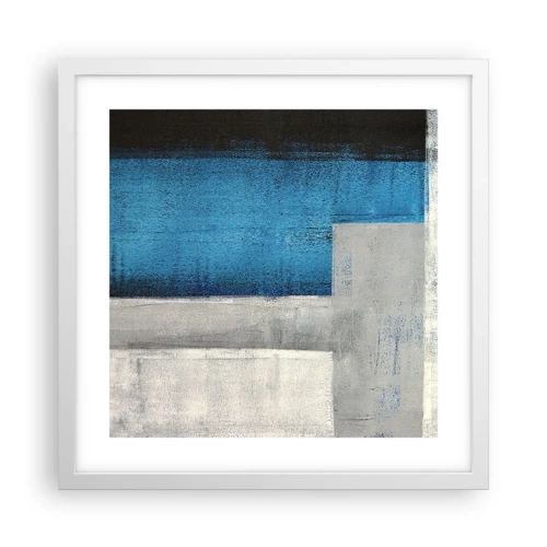 Plakat i hvid ramme - Poetisk komposition af grå og blå - 40x40 cm