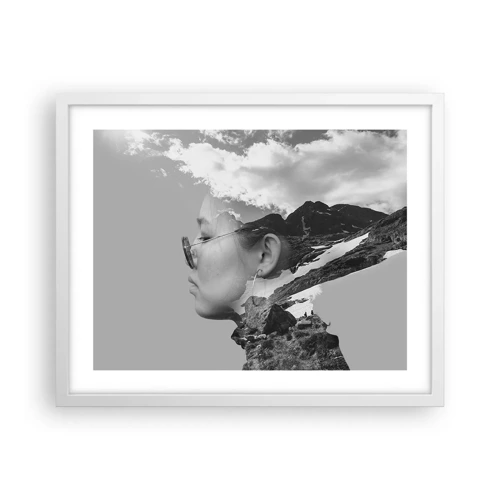 Plakat i hvid ramme - Portræt af toppen og skyen - 50x40 cm