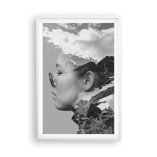 Plakat i hvid ramme - Portræt af toppen og skyen - 61x91 cm