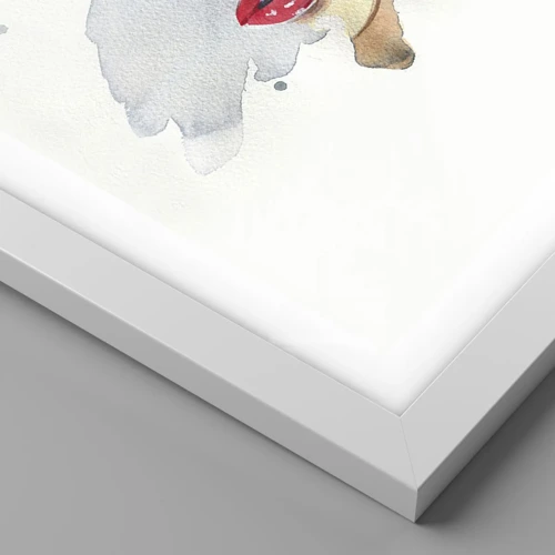 Plakat i hvid ramme - Refleksion i en vanddråbe - 60x60 cm