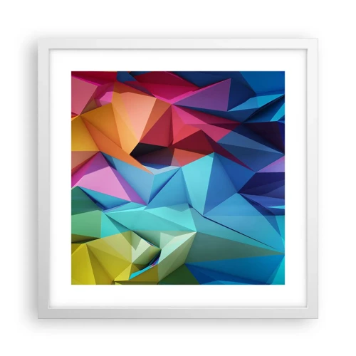 Plakat i hvid ramme - Regnbue origami - 40x40 cm