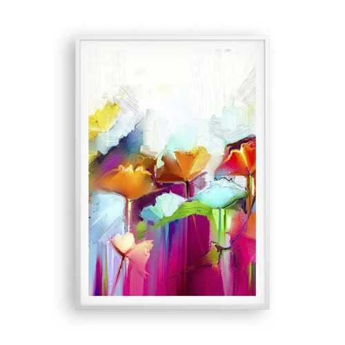 Plakat i hvid ramme - Regnbuen i blomstring - 70x100 cm