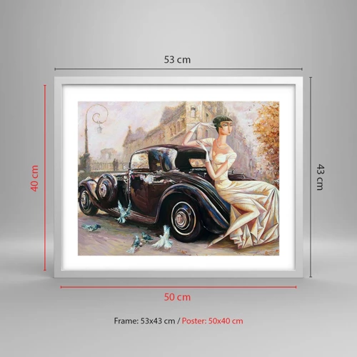 Plakat i hvid ramme - Retro elegance - 50x40 cm