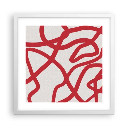 Plakat i hvid ramme - Rød på hvid - 40x40 cm