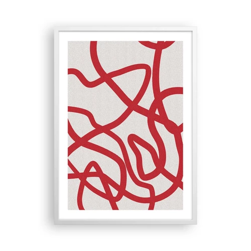 Plakat i hvid ramme - Rød på hvid - 50x70 cm