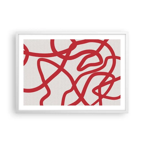 Plakat i hvid ramme - Rød på hvid - 70x50 cm