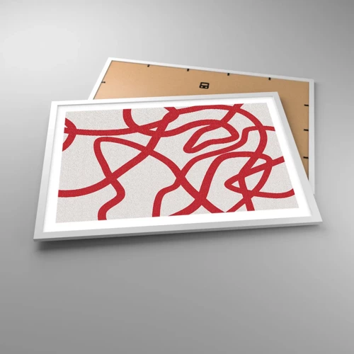 Plakat i hvid ramme - Rød på hvid - 70x50 cm