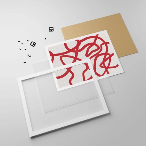 Plakat i hvid ramme - Rød på hvid - 91x61 cm