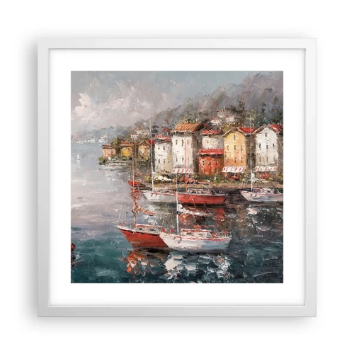 Plakat i hvid ramme - Romantisk paradis - 40x40 cm