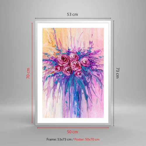 Plakat i hvid ramme - Rose springvand - 50x70 cm